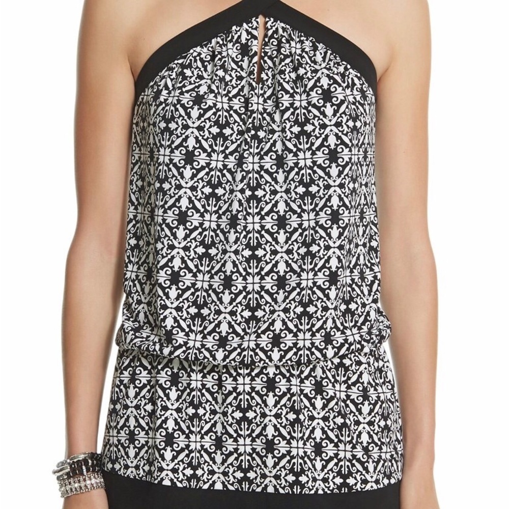 WHBM Geometric Gathered Halter Tunic - Size M